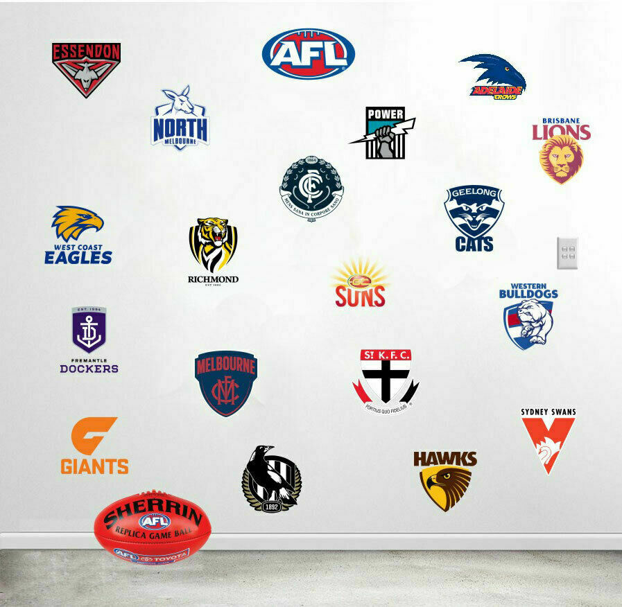 Set of 19 pcs AFL Footy Logo Sign Sticker Buy Kid's Wall Stickers