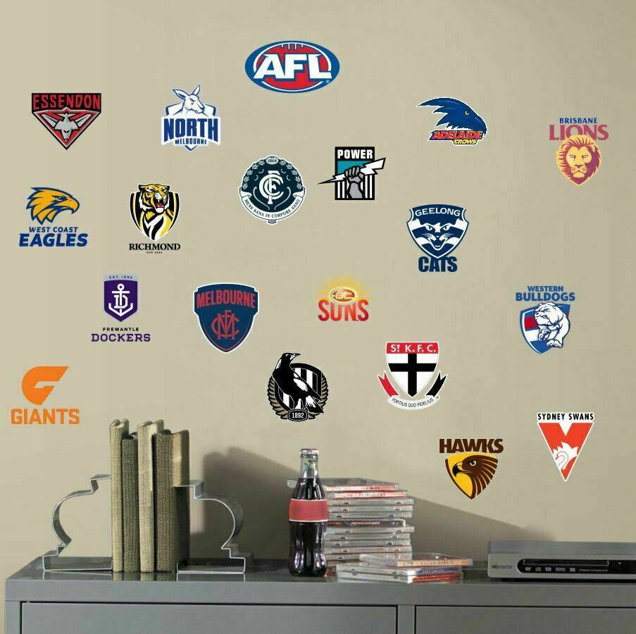 Set of 19 pcs AFL Footy Logo Sign Sticker Buy Kid's Wall Stickers