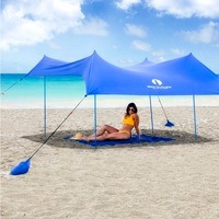 Red Suricata Family Beach Sun Shade Canopy - Blue