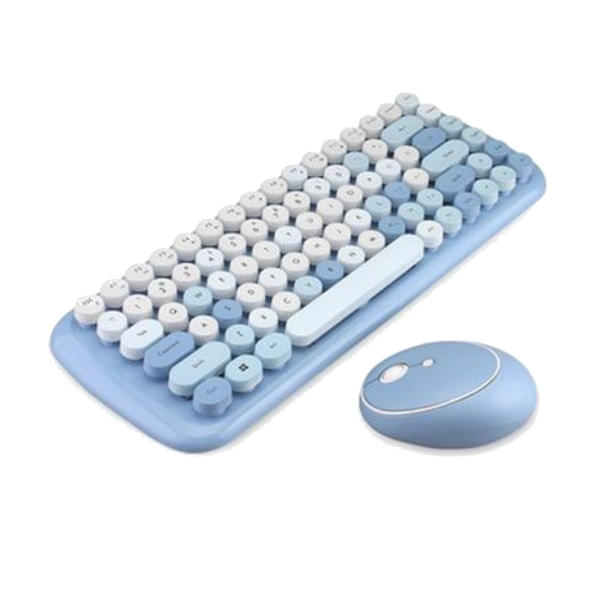 Classic Vintage Wireless Keyboard and Mouse Set in Blue ...