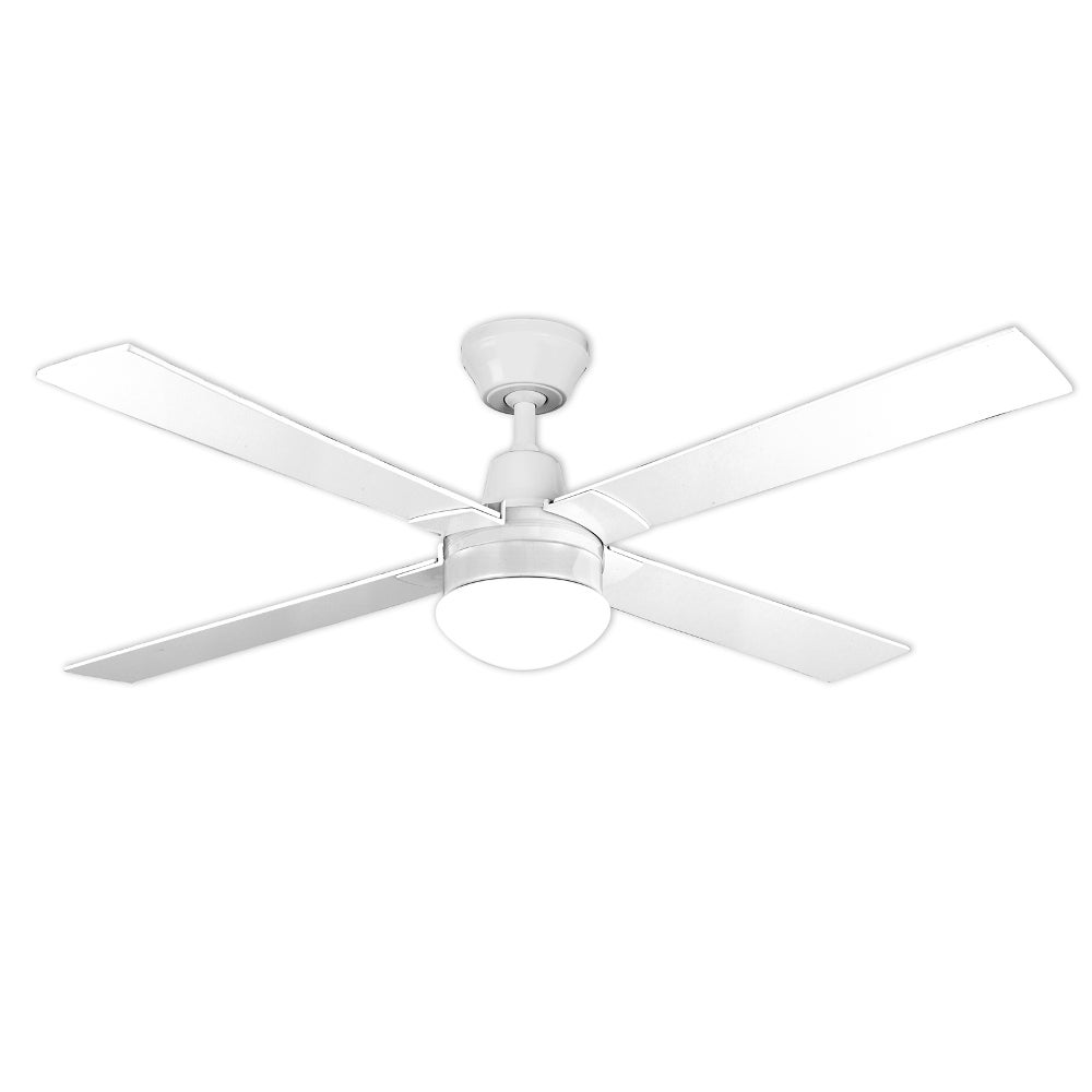 Arlec 120cm 4 Blade White Ceiling Fan With Oyster Light And Lcd Remote Control