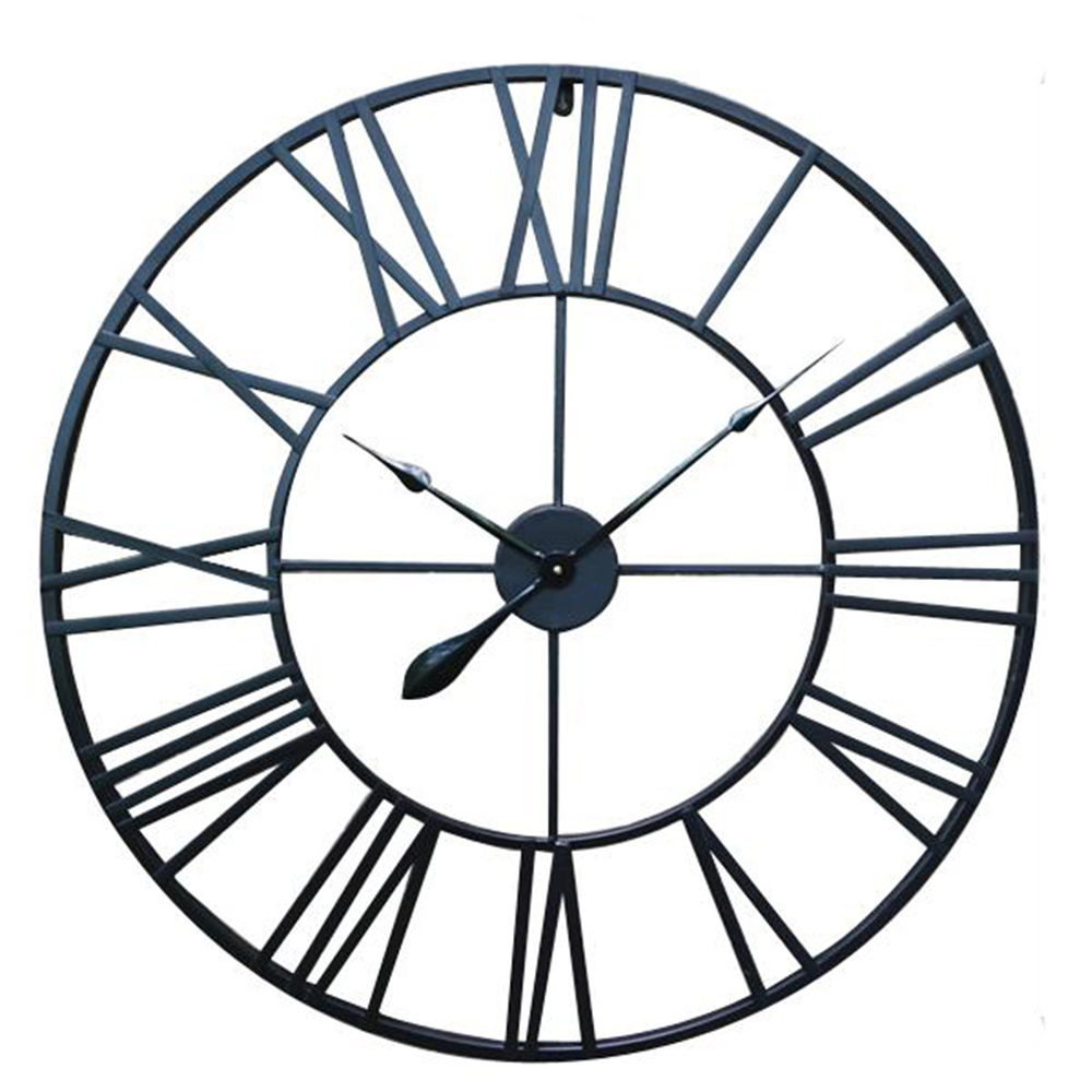 100cm Round Wall Clock Metal Industrial Iron Vintage French Provincial ...