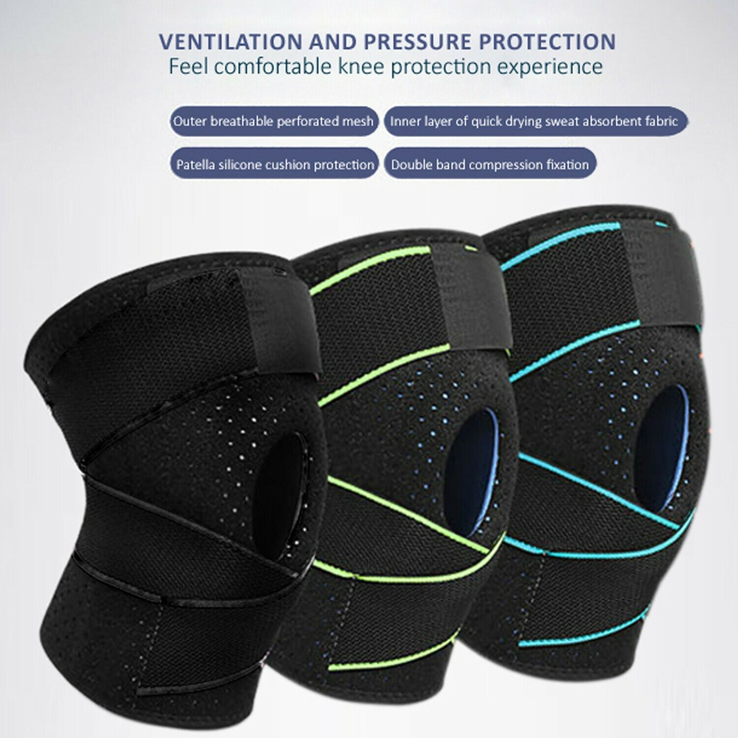Gel Silicone Knee Support Brace Compression Strap Arthritis Pad Pain