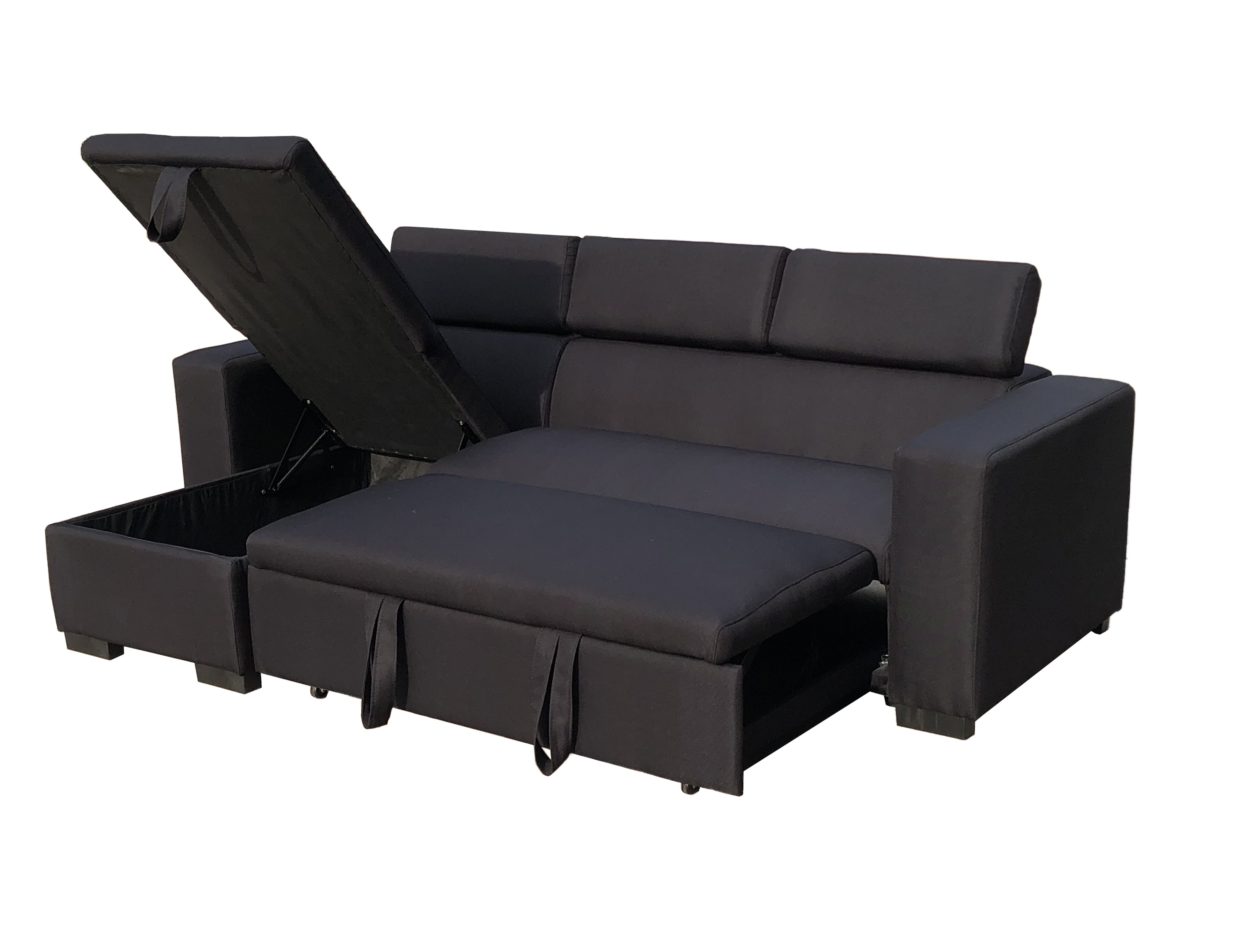 Linen Fabric 3 Seater Pullout Sofa Bed Modular with Linen Fabric 3 Seater Pullout Sofa Bed Modular with