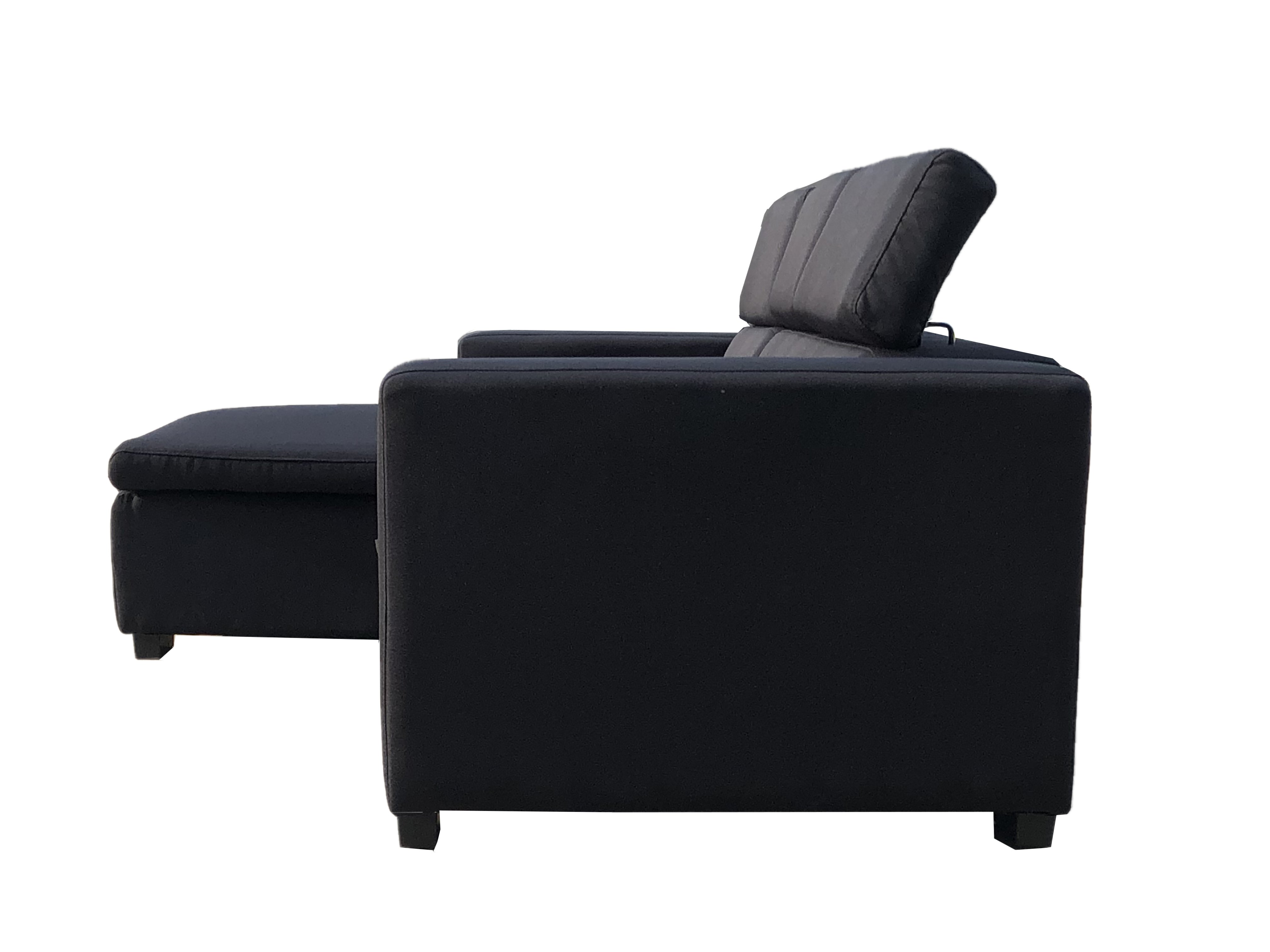 Linen Fabric 3 Seater Pullout Sofa Bed Modular with Storage Chaise