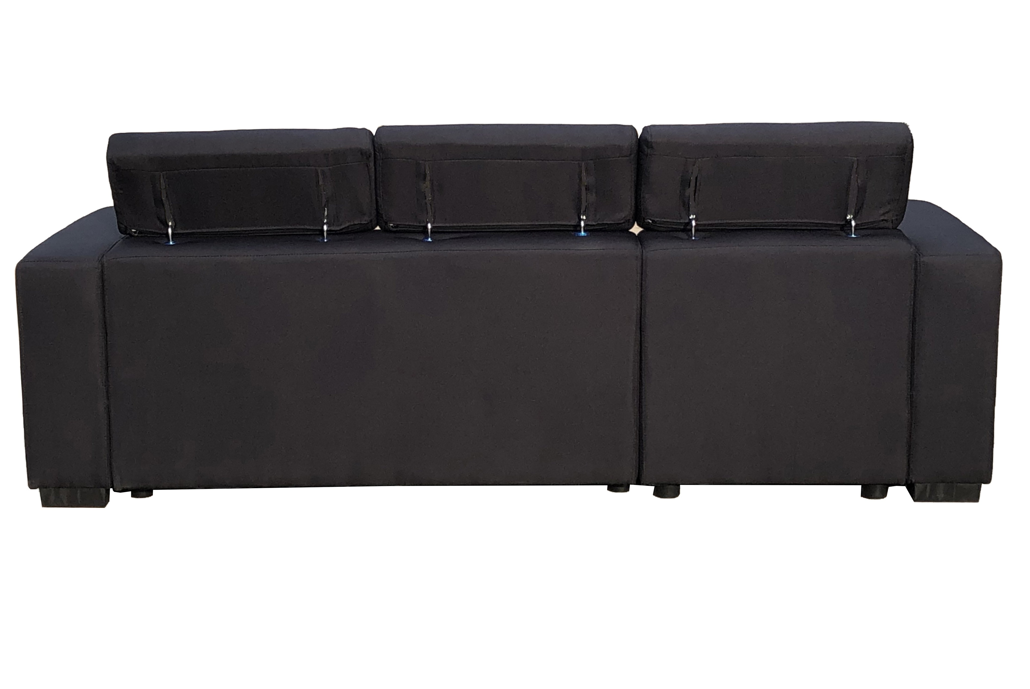 Linen Fabric 3 Seater Pullout Sofa Bed Modular with Storage Chaise