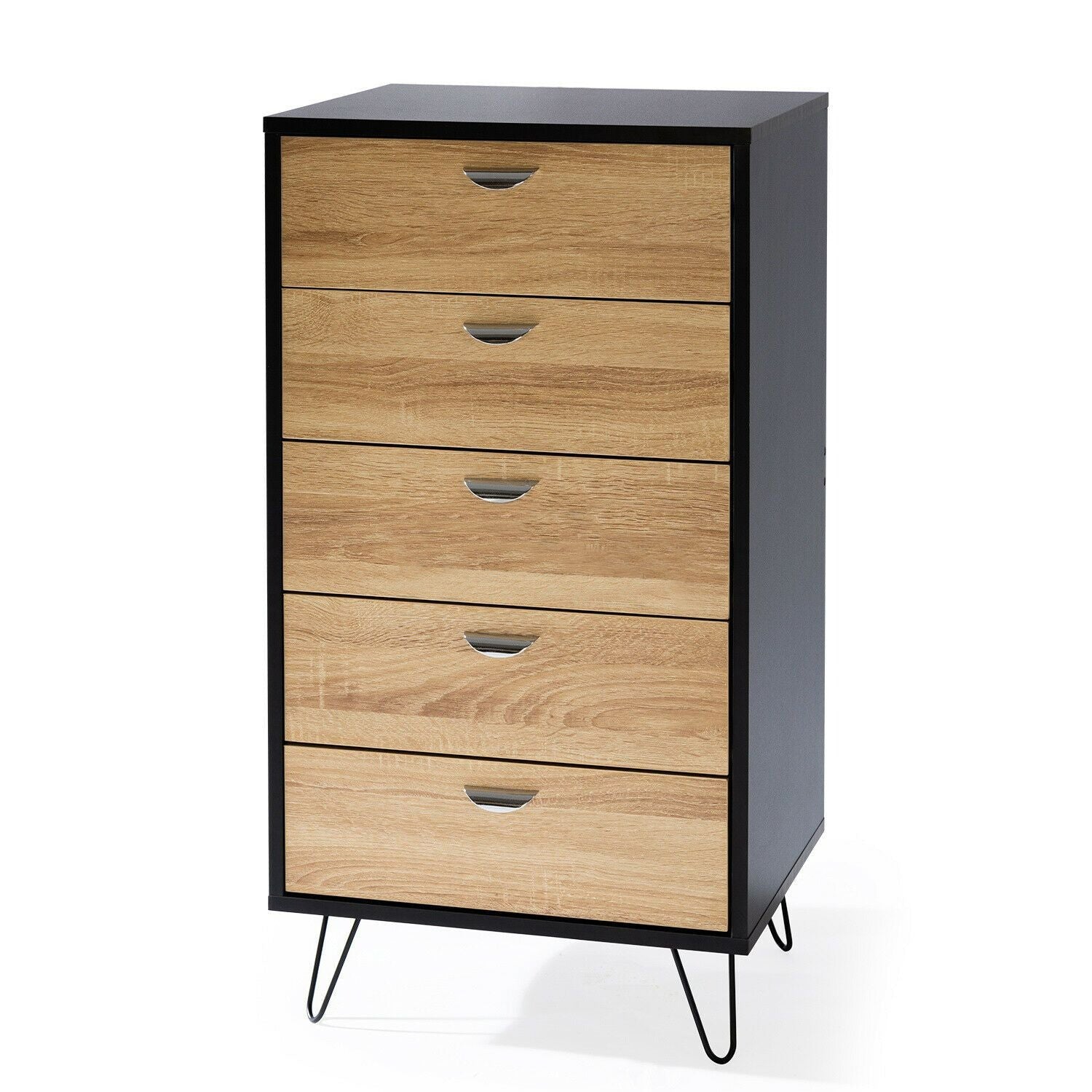 Tallboy Bedside Table Night Stand Modern Drawer 5 Chest Drawers