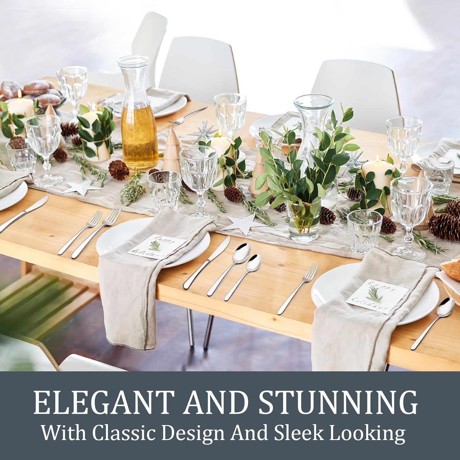 8Piece Portable Reusable Travel Utensils Silverware, Camping Cutlery