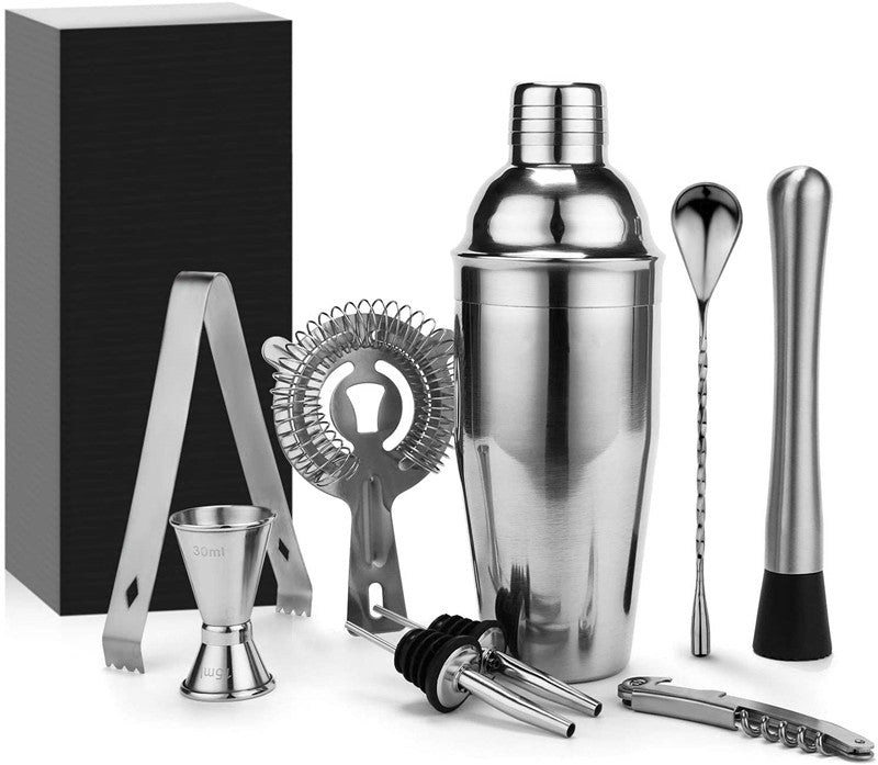 9Pcs Cocktail Shaker Set and Bar Tool Set, Stainless Steel Blender