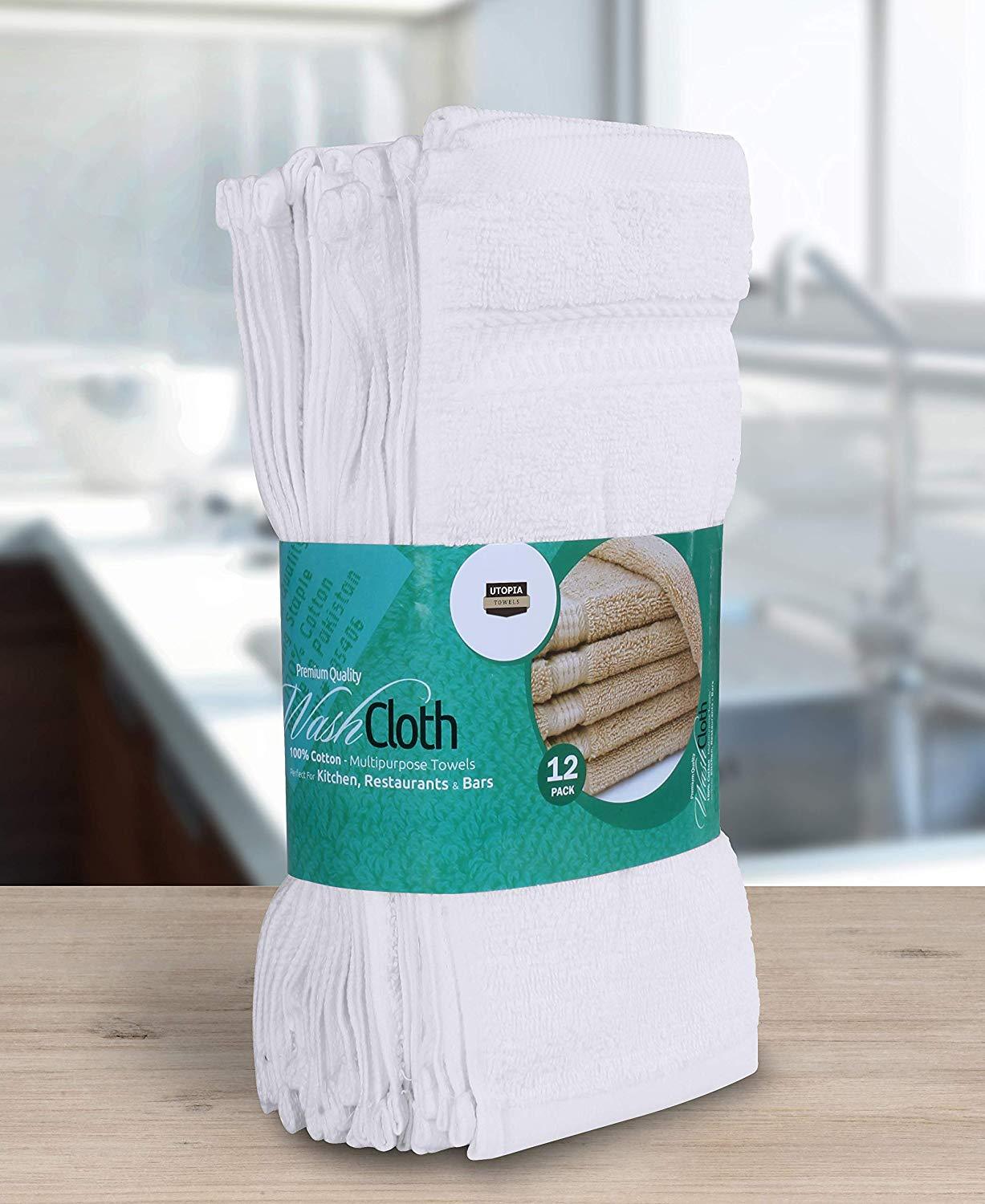 Luxury Cotton 600 GSM Washcloths 12 Pack Extra Soft Wash Cloths