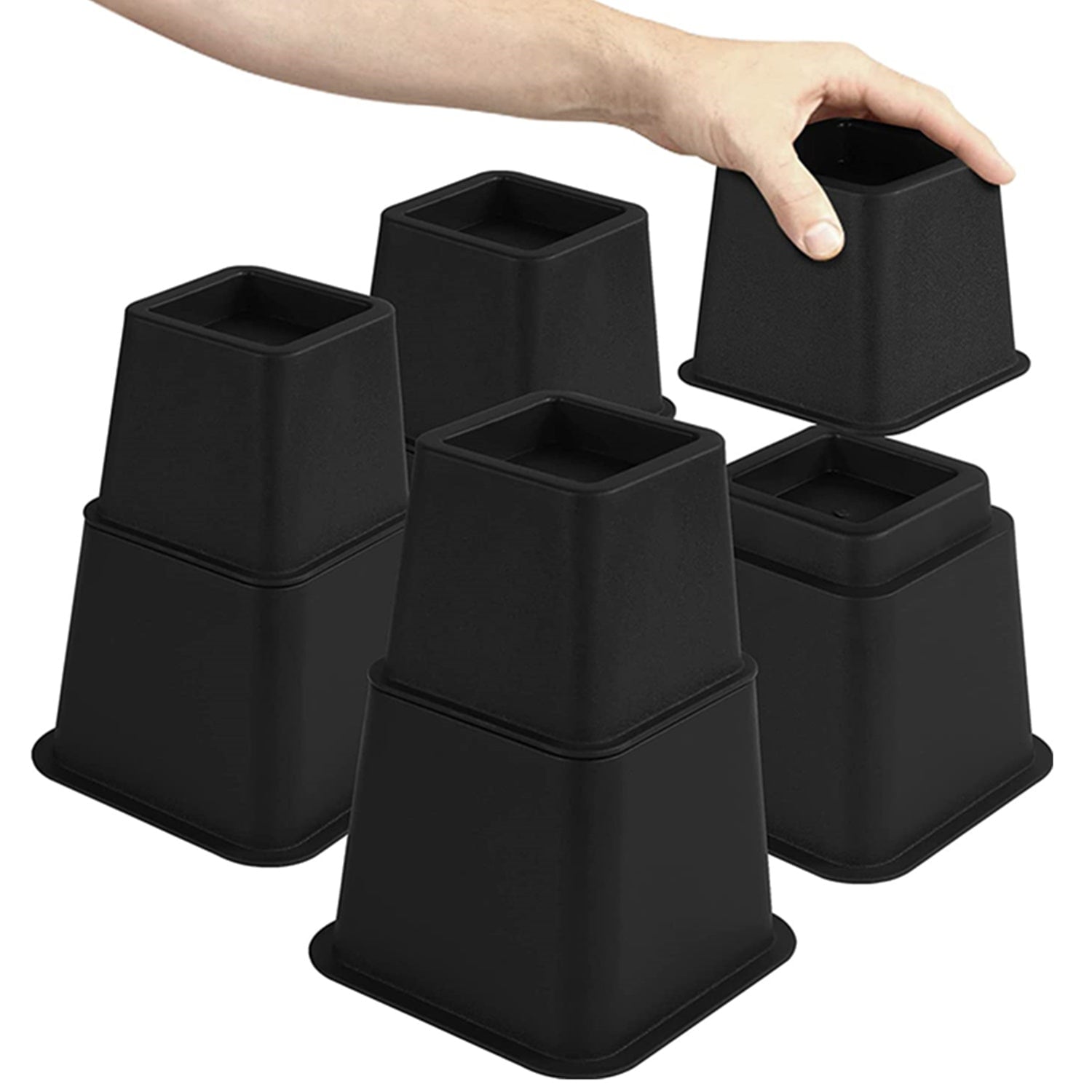 Set of 4 Bed Risers or Furniture Riser Bed Lifts, Adjustable Height