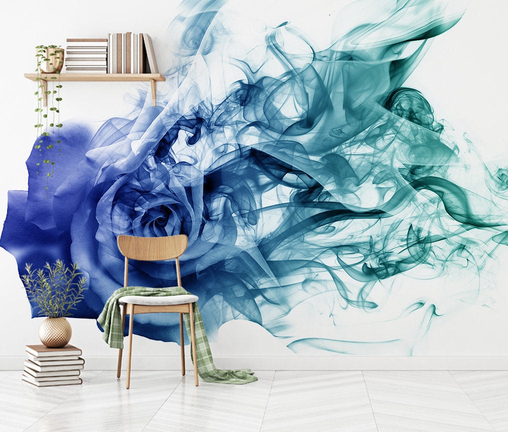 3D Abstract Blue Rose Removable Wallpaper,Peel and stick ...