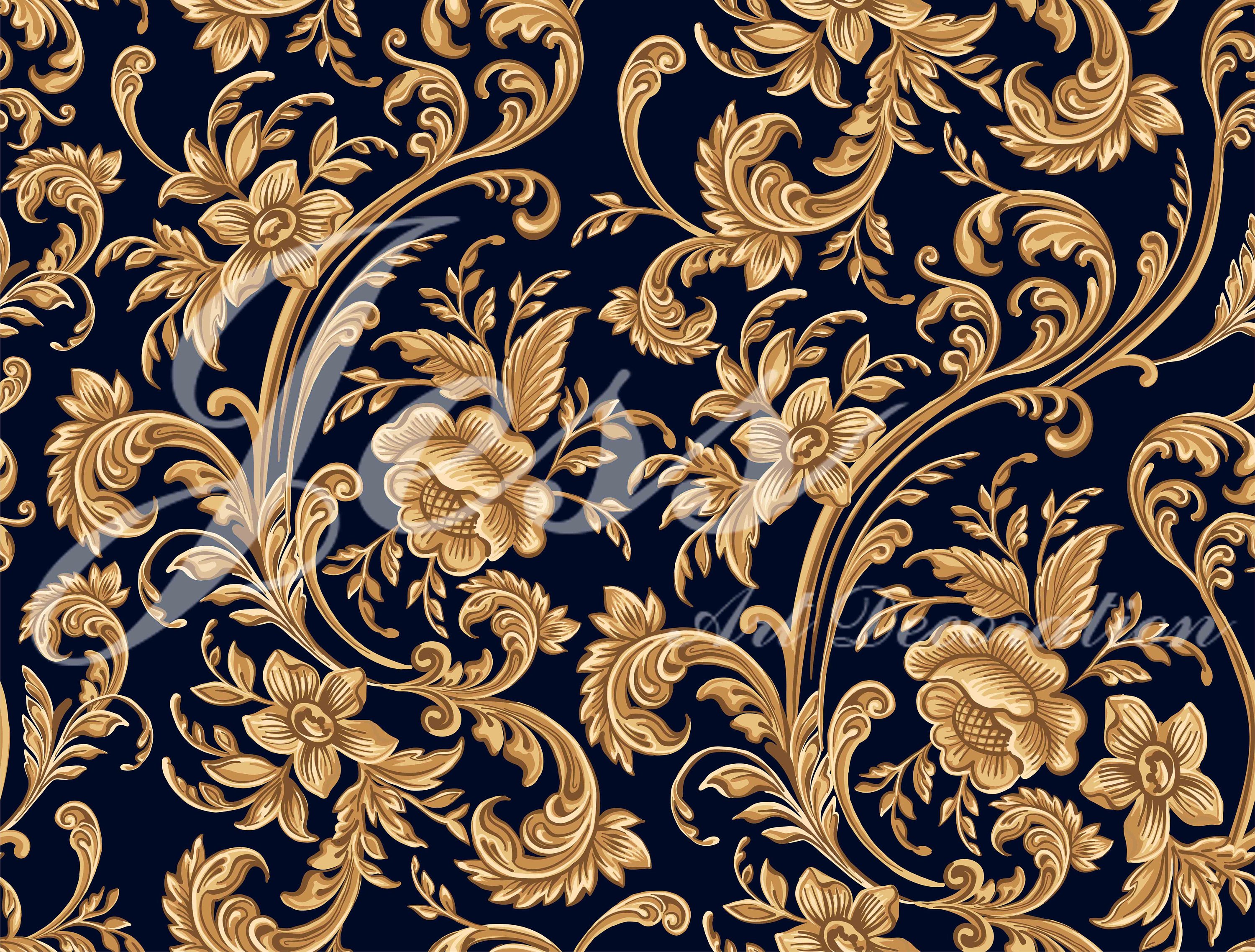 3D Black And Gold Floral Pattern Removable Wallpaper,Peel & stick Wall