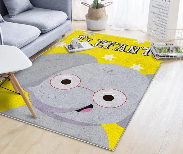 3d Cartoon Elephant Yellow Non Slip Rug Mat 3 Buy Kids Rugs 1658606