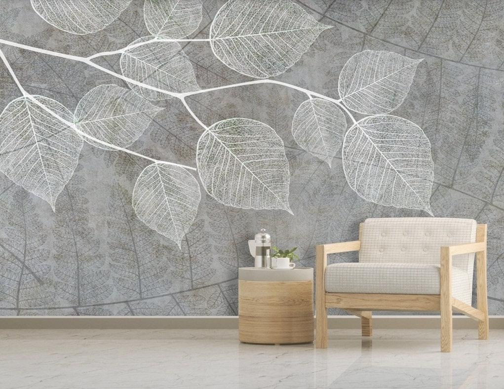 3D Grey background, Details, Leaf texture Wallpaper Buy