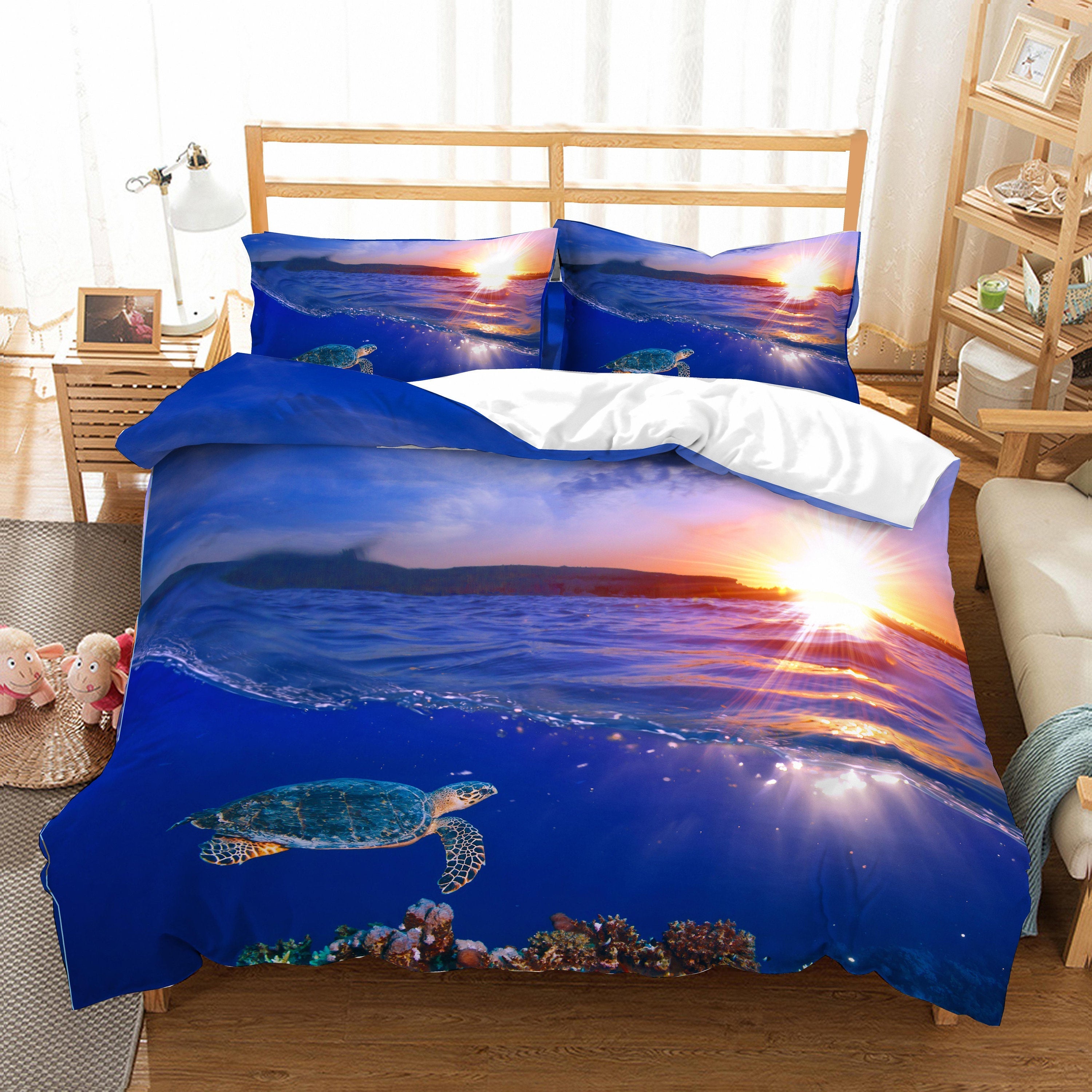 3D Sea world Sea turtle Quilt Cover Set Bedding Set ...