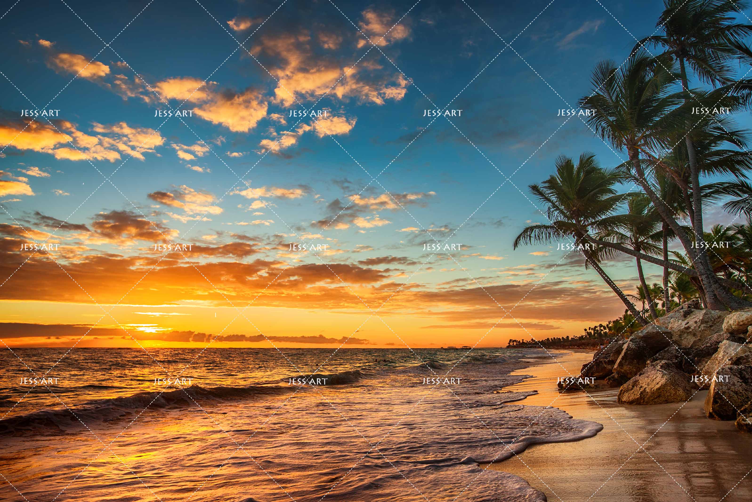 3D Sunset Tropical Beach Wall Mural Wallpaper 27 | Buy ...