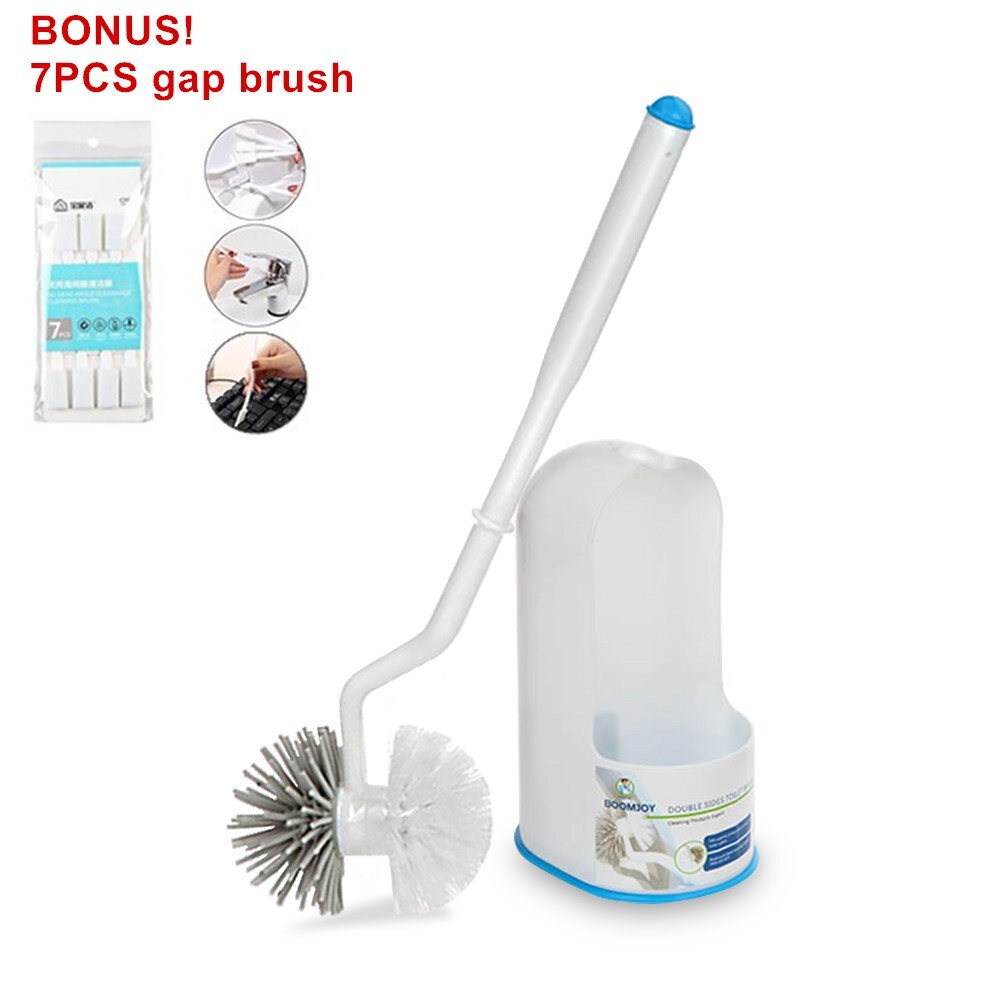 BOOMJOY Toilet Brush Bathroom Cleaning TPR Rubber Dual Head Builtin