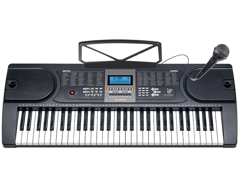 61 Key Full Size Electronic Keyboard LCD Screen Wired Microphone MK2106