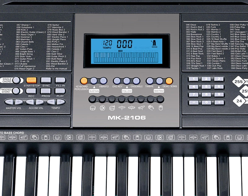 61 Key Full Size Electronic Keyboard LCD Screen Wired Microphone MK2106