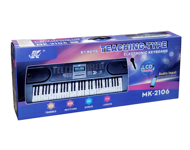 61 Key Full Size Electronic Keyboard LCD Screen Wired Microphone MK2106