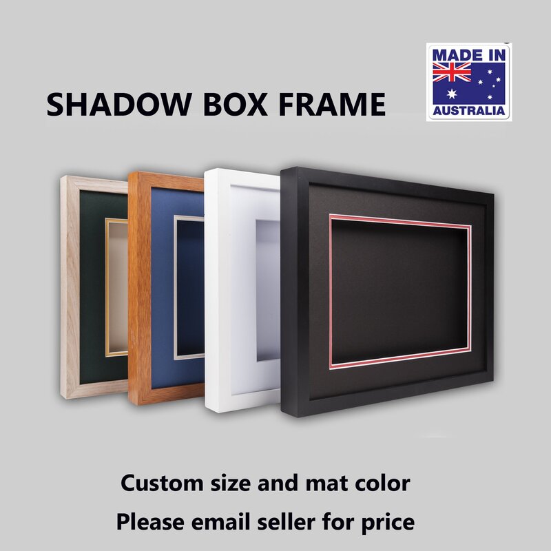 3D, Deep shadow box frame, A4, A3, A2, A1 size, Oak, White, Black, Teak,with to Buy Photo