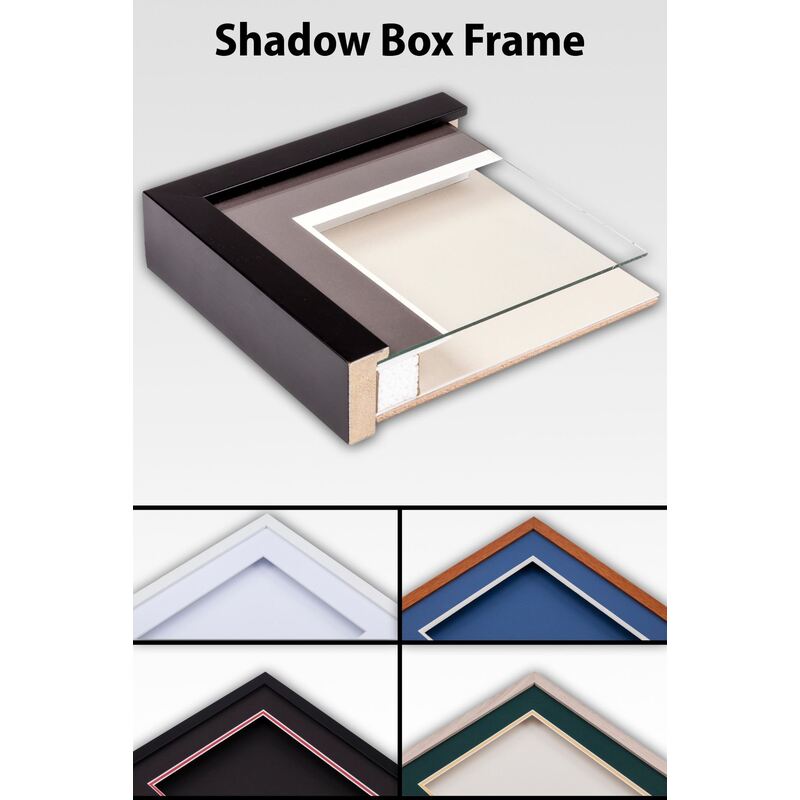 3D, Deep shadow box frame, A4, A3, A2, A1 size, Oak, White, Black