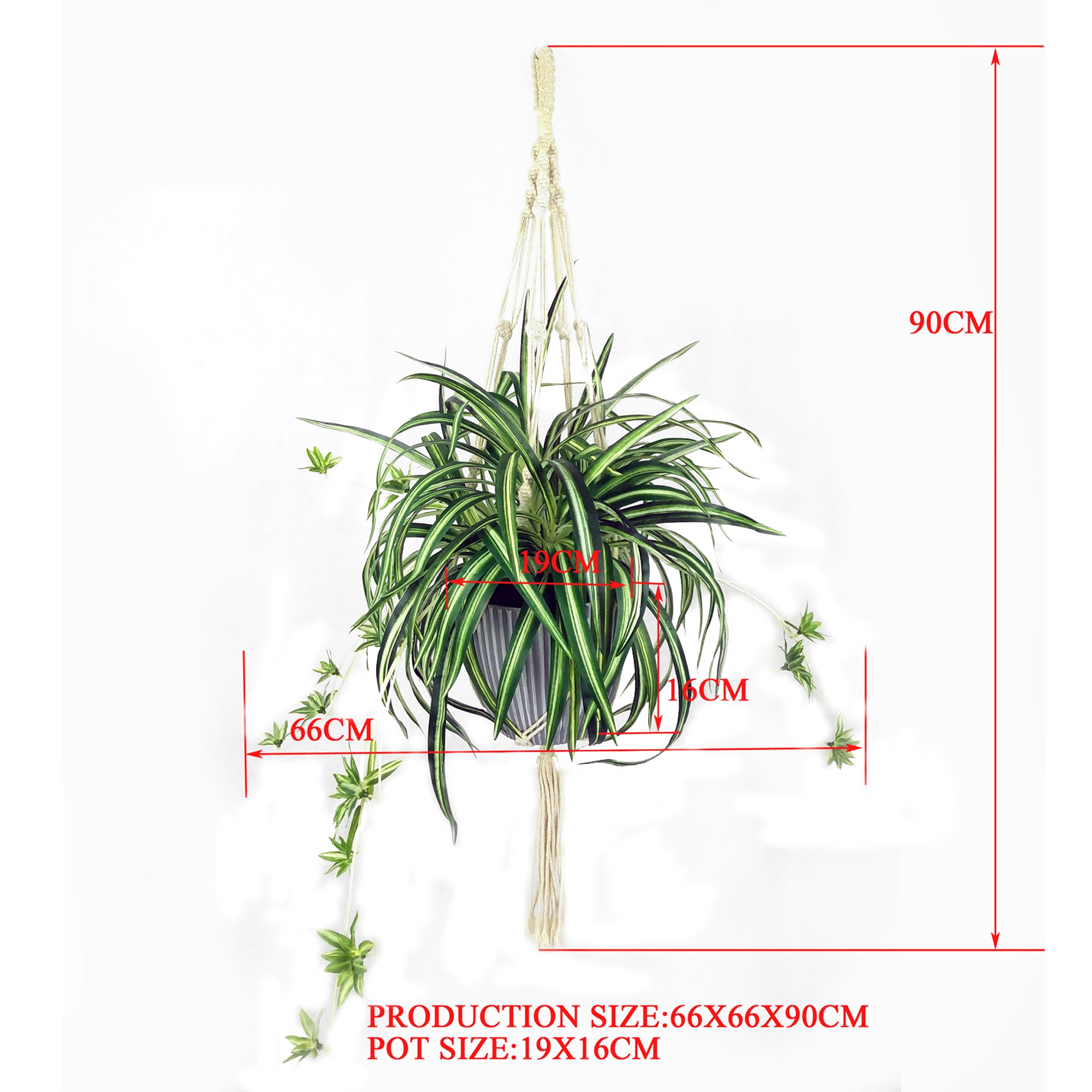 90Cm Tall Potted Artificial Spider Hanging Decor Fake Plant Indoor