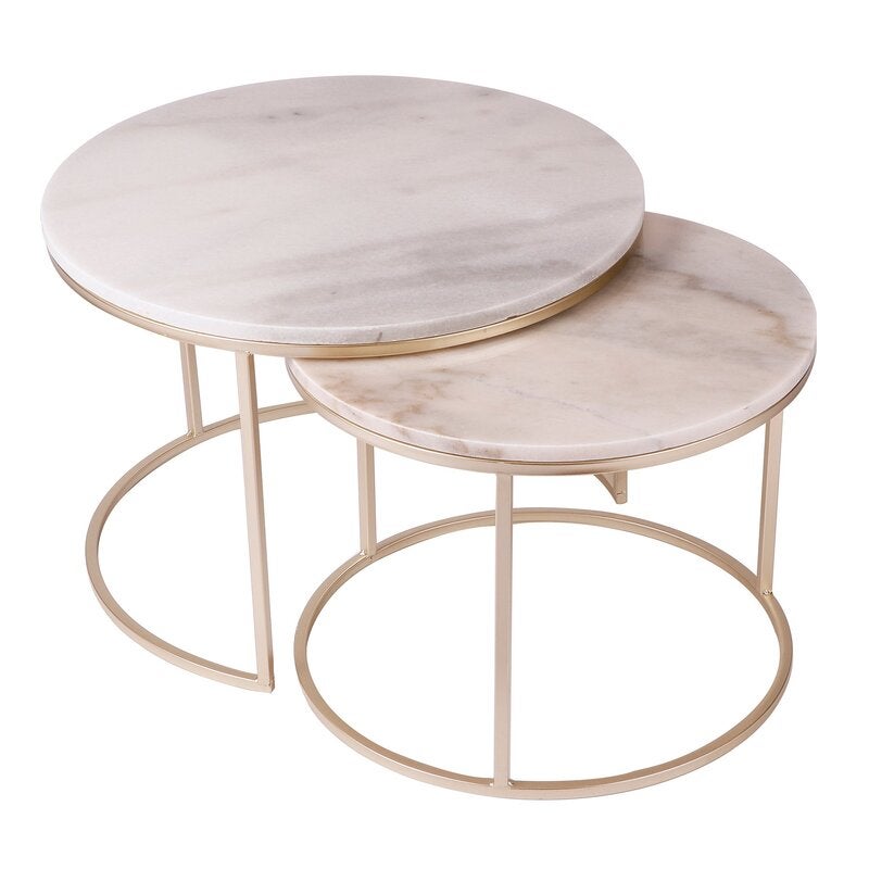 Cooper Co 60cm Marble Nesting Side Tables In Brass Buy Side Tables 9322921140391