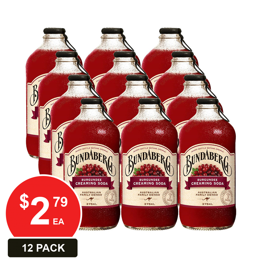 BUNDABERG 375ML BURGUNDEE CREAMING SODA 12 PACK | Buy Drinks