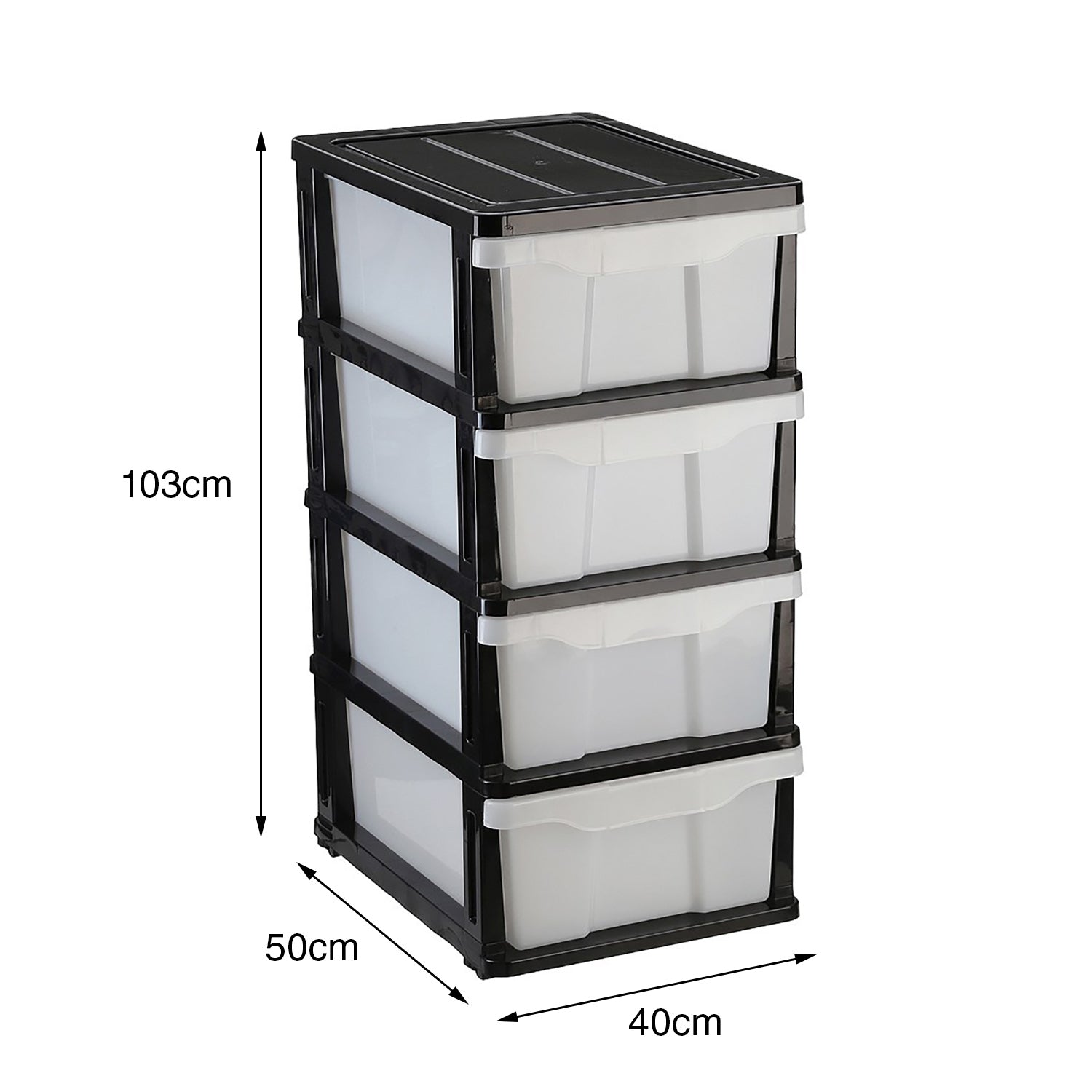 4 Tier Drawers Storage Organiser Plastic Slim Boy Chest Of