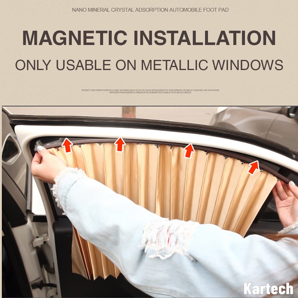 4x Kartech Car Window Curtains Retractable Sun Shades UV Protection