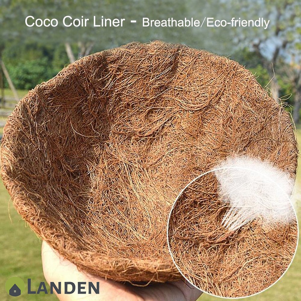 4x Landen Hanging Plant Pots Flower Baskets Planters Coco Coir Wall