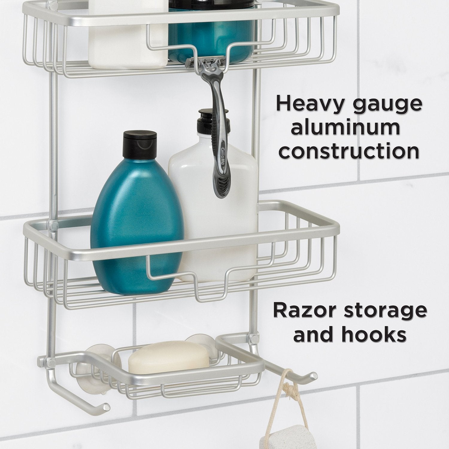 Aluminium Shower Caddy Hanging Rust Proof Organiser Bathroom Shelf