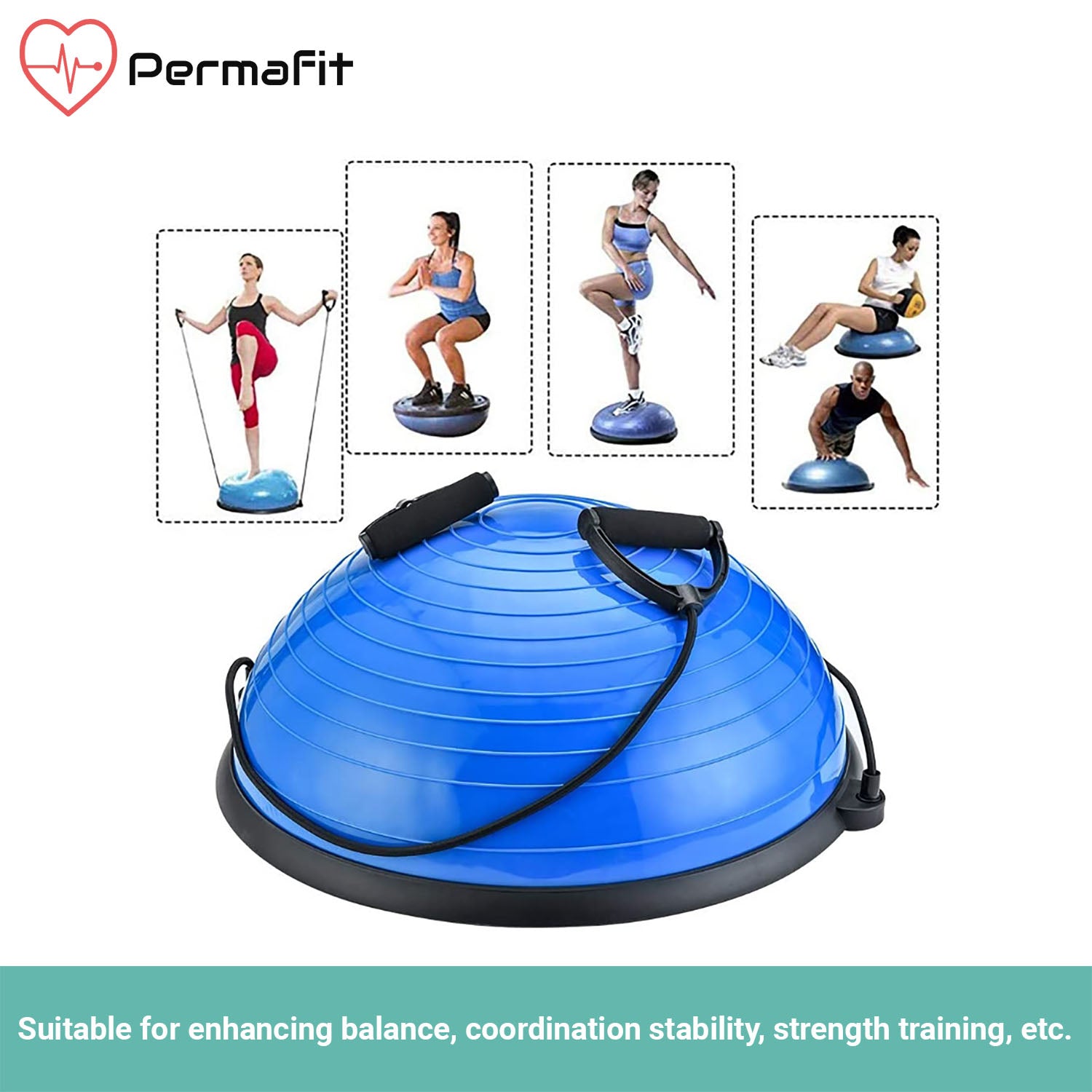 Permafit Yoga Bosu Balance Ball Gym Training Exercise Fitness Core ...