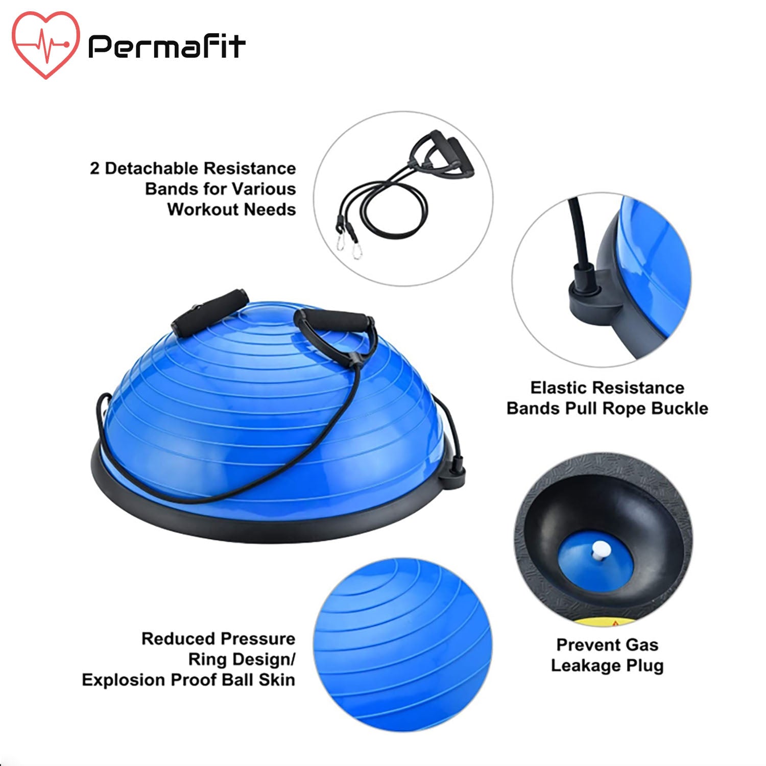 Permafit Yoga Bosu Balance Ball Gym Training Exercise Fitness Core ...