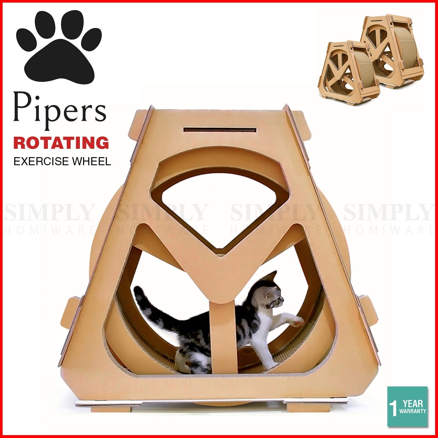 Pipers Cat Exercise Wheel Cardboard Scratching Post Play House