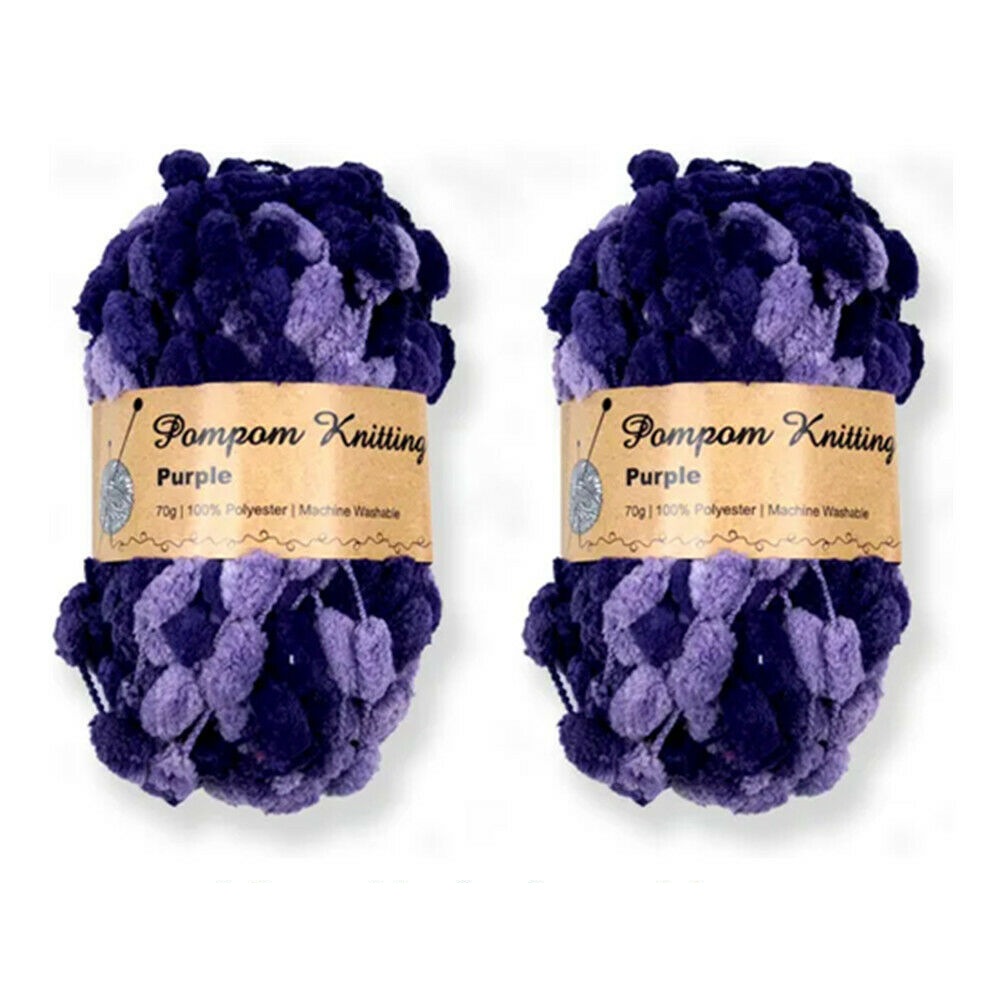 12x Purple Fluffy Pompom Knitting Yarns Soft Cozy Fur Wool Ball Crochet Thread Buy Art