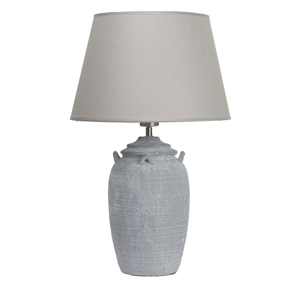Ebony Antique Effect Ceramic Base Table Lamp Grey Shade Buy Table