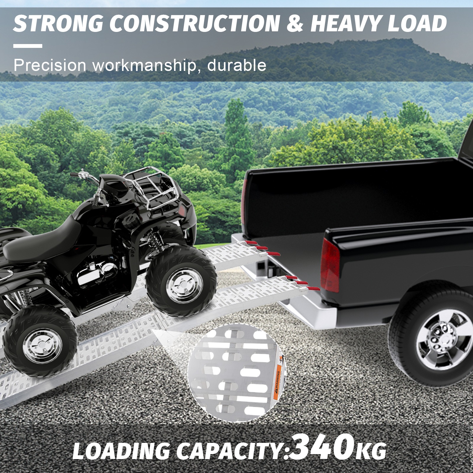 Advwin Tailgate Ramps, Aluminum Folding Truck Ramp Trailer, Easily and