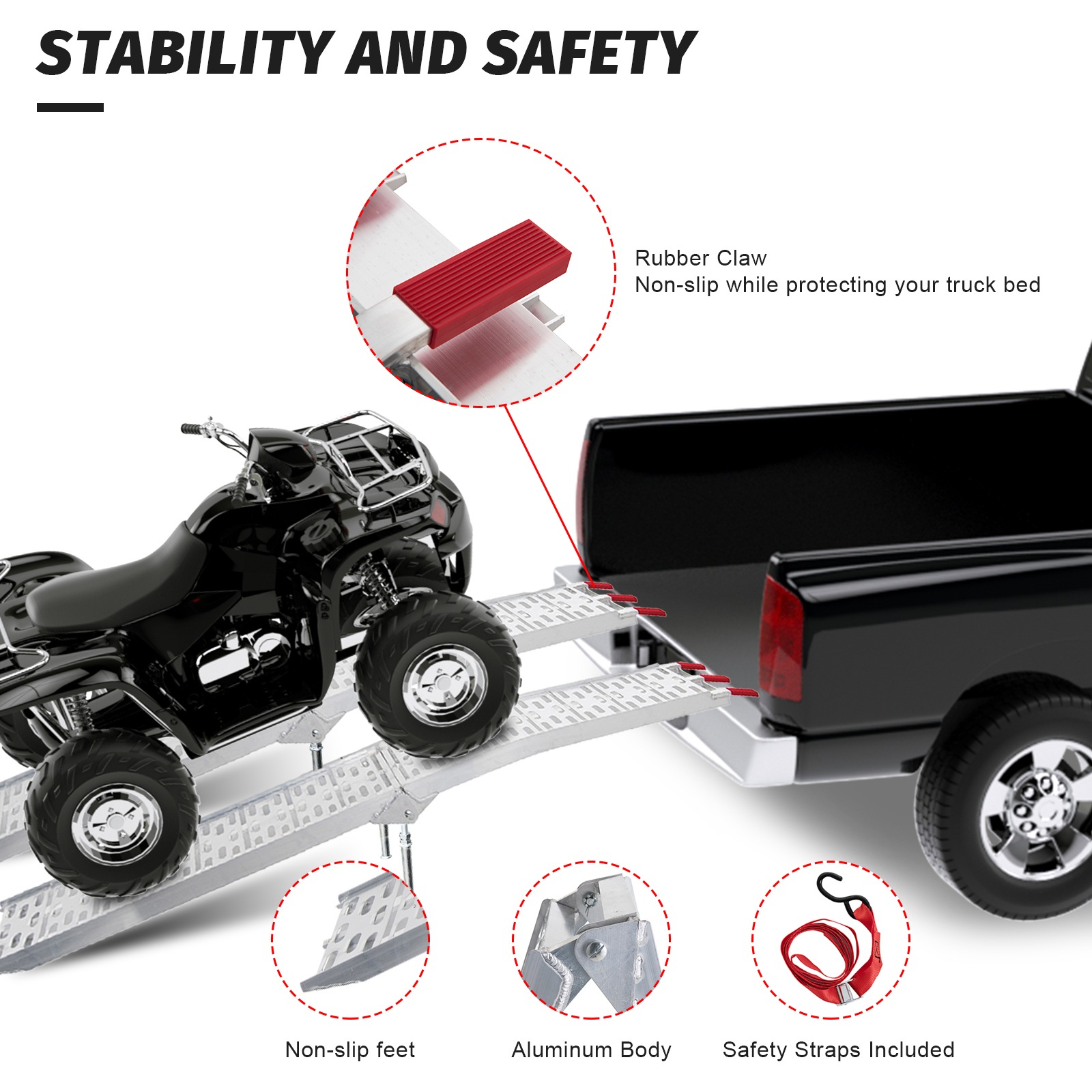Advwin Tailgate Ramps, Aluminum Folding Truck Ramp Trailer, Easily and