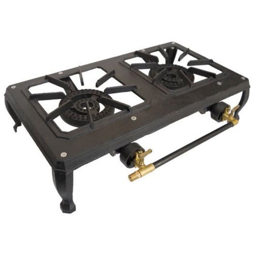 Ignite Double Ring Burner Country Cooker Cast Iron LPG Camping Gas
