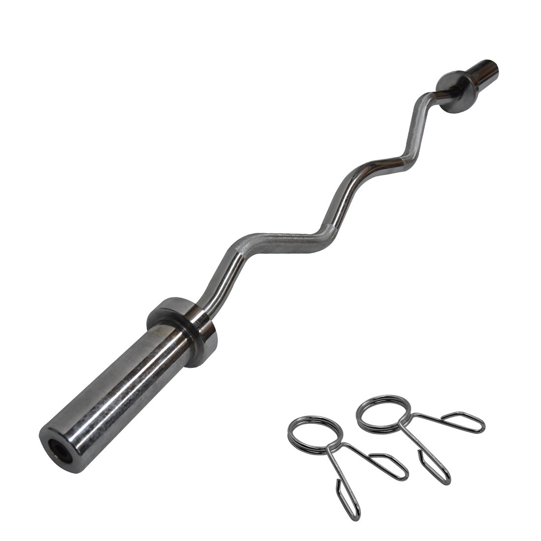 120cm Chrome Olympic Ez Curl Bar Barbell Weight Bar 2 Free Spring
