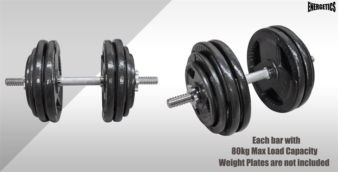 40cm Dumbbell Bar 1 Pair Stainless Dumbell Handle 25mm Diameter