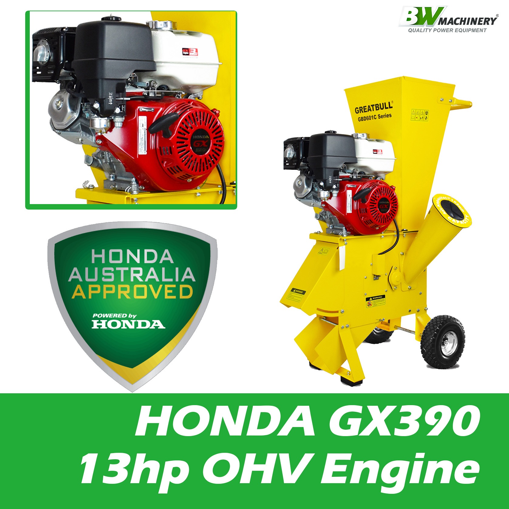 Greatbull GBD601CH Chipper Shredder/Mulcher Honda GX390 13HP Engine Buy Mulchers 2490298